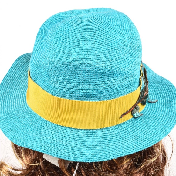 Inverni Firenze Fedora blue hemp straw floral - Picture 4 of 6